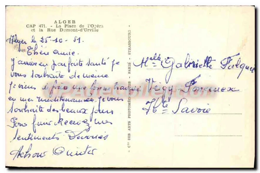 Algésiras — Place de l'Opéra und Rue Dumont-d'Urville — CAP 471, Straßburg - Rückseite