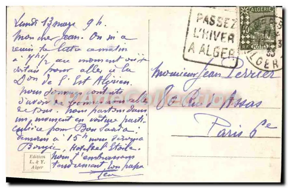 Argélia - Vista geral tirada da Amirauté — Edição L. & Y. Alger, n°9 - Verso