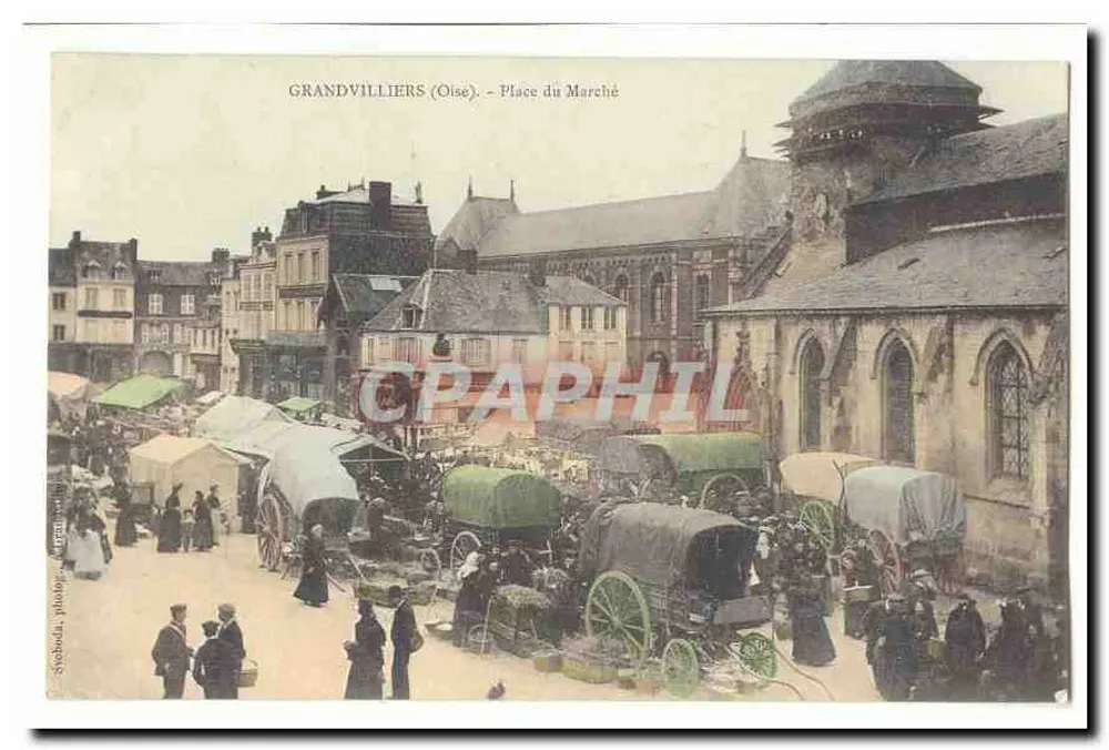 Grandvilliers (Oise) — Place du Marché — éditeur Sykobud, n° de série non visible - Recto