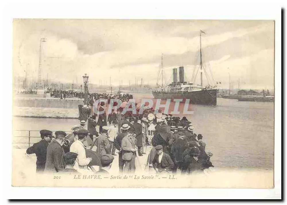Le Havre — Sortie de 'La Savoie' — LL. — Graphphil 201 - Recto