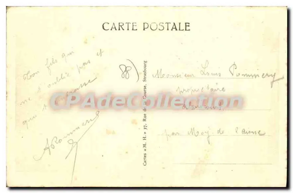 Gérardmer — Grande Rue — editor Cartes « M. H. » - Verso