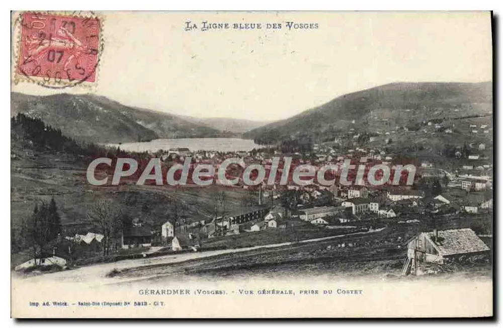 Gérardmer (Vosges) — Vista geral, tirada do Costet — Imp. A.D. Weick, Saint-Dié - Frente