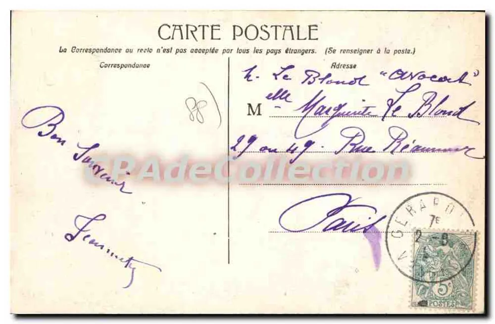 Gérardmer — Lembrança de Gérardmer — editor não visível, número de série não visível - Verso