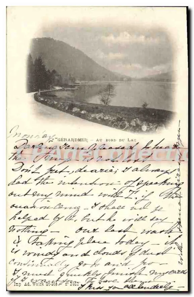 Gérardmer — Na brzegu jeziora — Drukarnia Ad. Wolk St-Dié nr 2482 - Awers