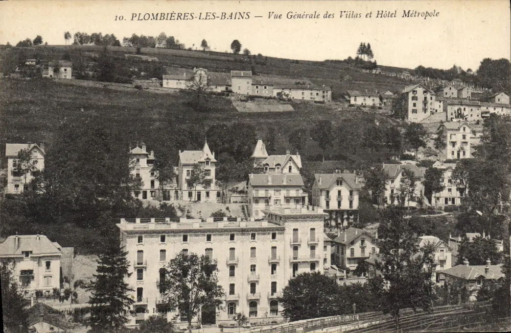 Plombières-les-Bains — Allgemeiner Blick auf die Villen und das Hotel Métropole — Guillet & Cie, Drucker von Joigny - Vorderseite