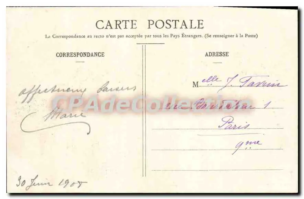 Plombières-les-Bains — Entrada do Casino — Imp. Ad. Wolck, Saint-Dié (Depósito) N° 6830 - Cl. M. - Verso