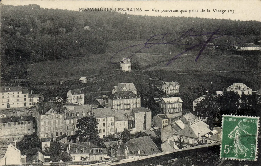 Plombières-les-Bains — Panoramische Ansicht vom Berg der Jungfrau (2) — Verleger unbekannt - Vorderseite