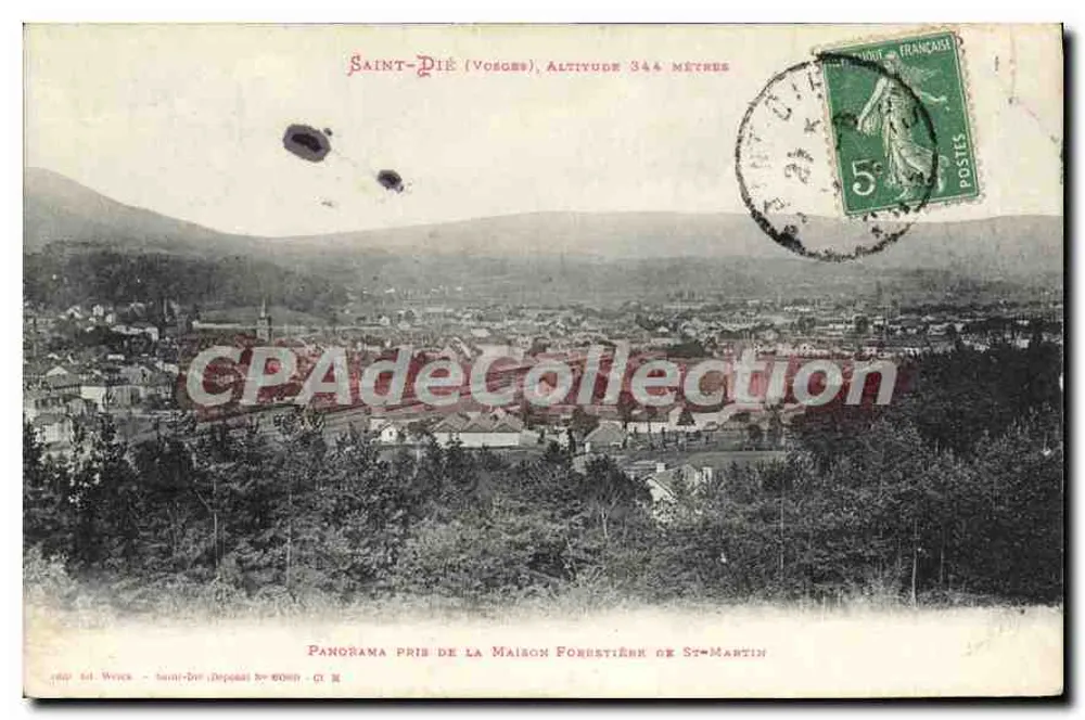 Saint-Pié (Vosges), Höhe 344 Meter — Panorama vom Forsthaus St-Martin — Verlag Weick, Département Doubs, n° 8 - Vorderseite