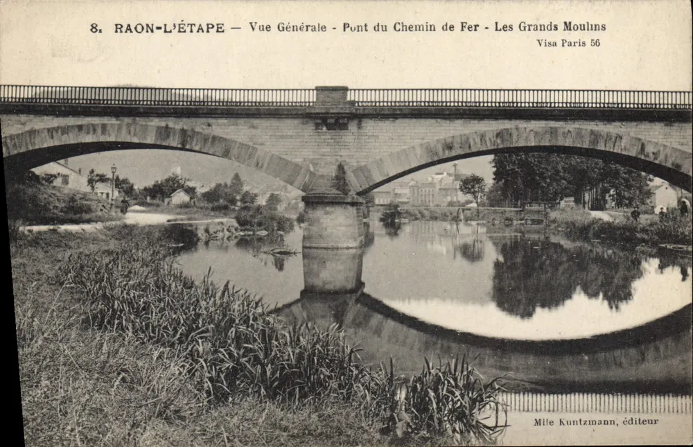 Raon-l'Étape — Allgemeiner Blick — Eisenbahnbrücke — Die großen Mühlen — Mille Kuntzmann, Verlag - Vorderseite
