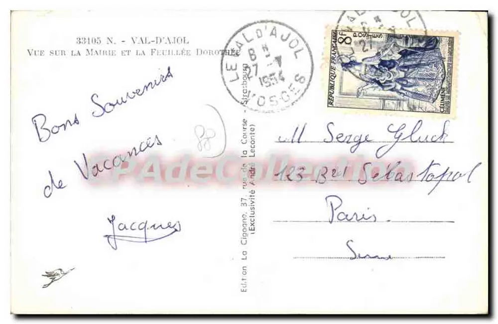 Die Storch — Ansicht auf das Rathaus und den Hain — Edition La Cigogne - Rückseite