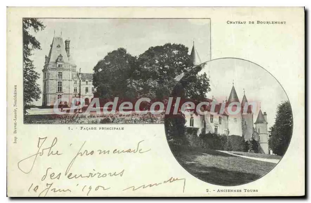 Castelo de Bourlemont — Fachada principal e antigas torres — Impressora Drevet-Lonour, Neufchâten - Frente