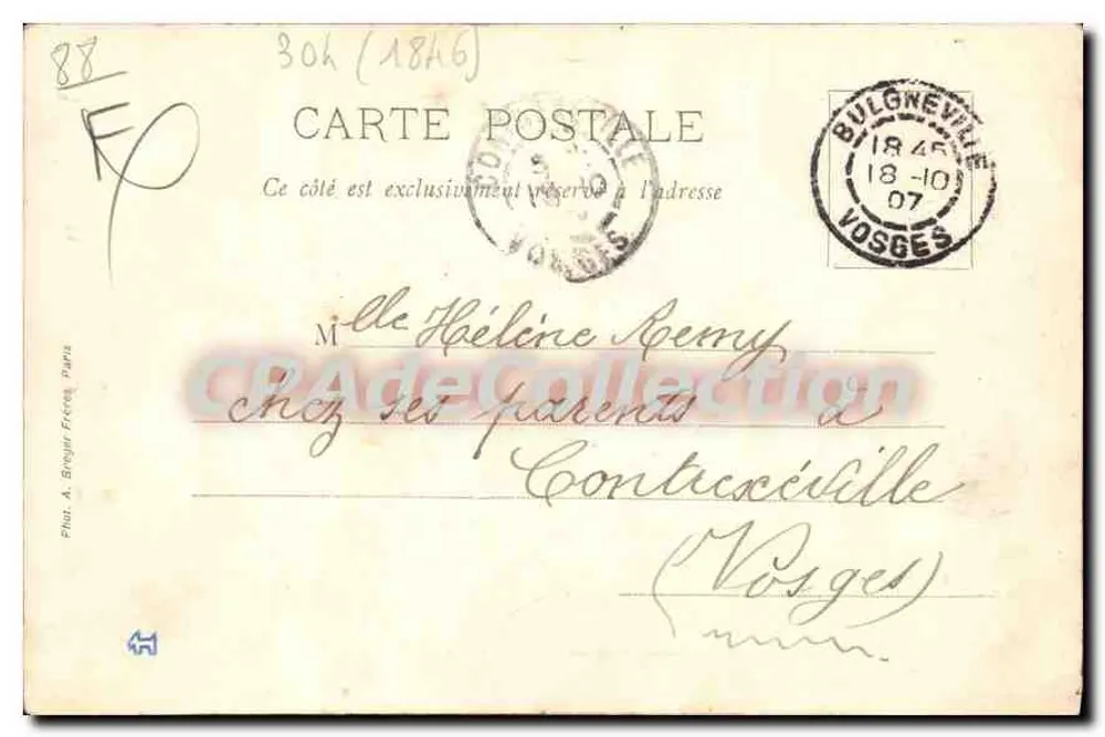 Bourlémont — A capela castrense — H. Beaucolin, Tabac, éufahat - Verso