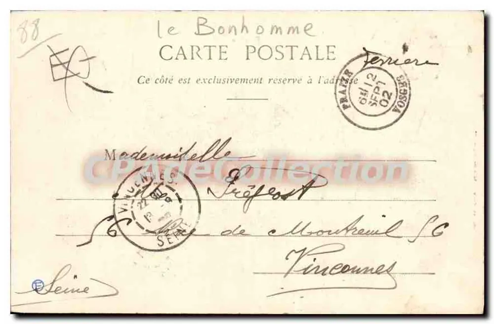 Ansicht von Le Bonhomme — Fraize — Imp. Ad. Wotch (Dép. 45) N° 4540 - Rückseite