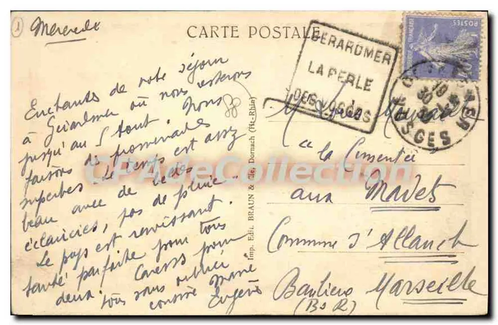HAUTS-RUPTS blisko GERARDMER — widok wsi górskiej — Drukarnia Wydawnictwa BRAUN & Cie, Dornach (H.-Rhin) - Rewers