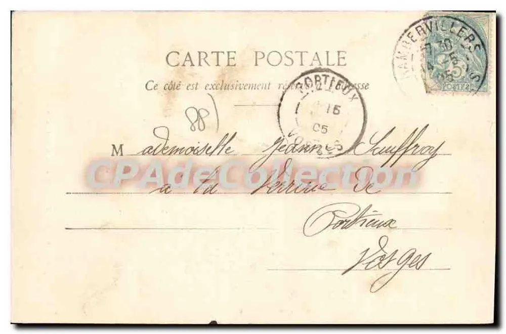 Rambervillers - Monumento della Difesa — 9 ottobre 1870 — E. Mamet, Bazar Parisien - Verso