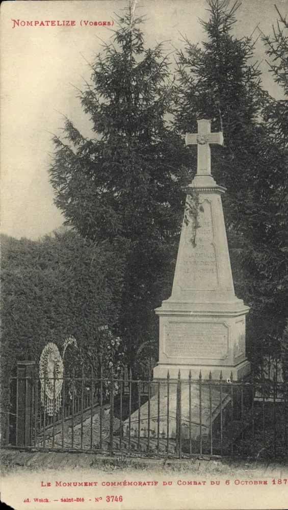 Nompatelize (Vosges) — Monumento comemorativo da batalha de 6 de outubro de 1870 — Ad. Welch - Saint-Dié - N° 3746 - Frente