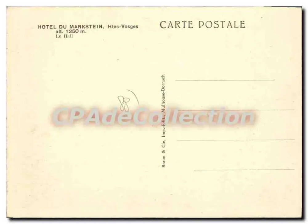 Sala do Hotel do Markstein — Alto-Vosges — Braun & Cie, Mulhouse-Dornach - Verso
