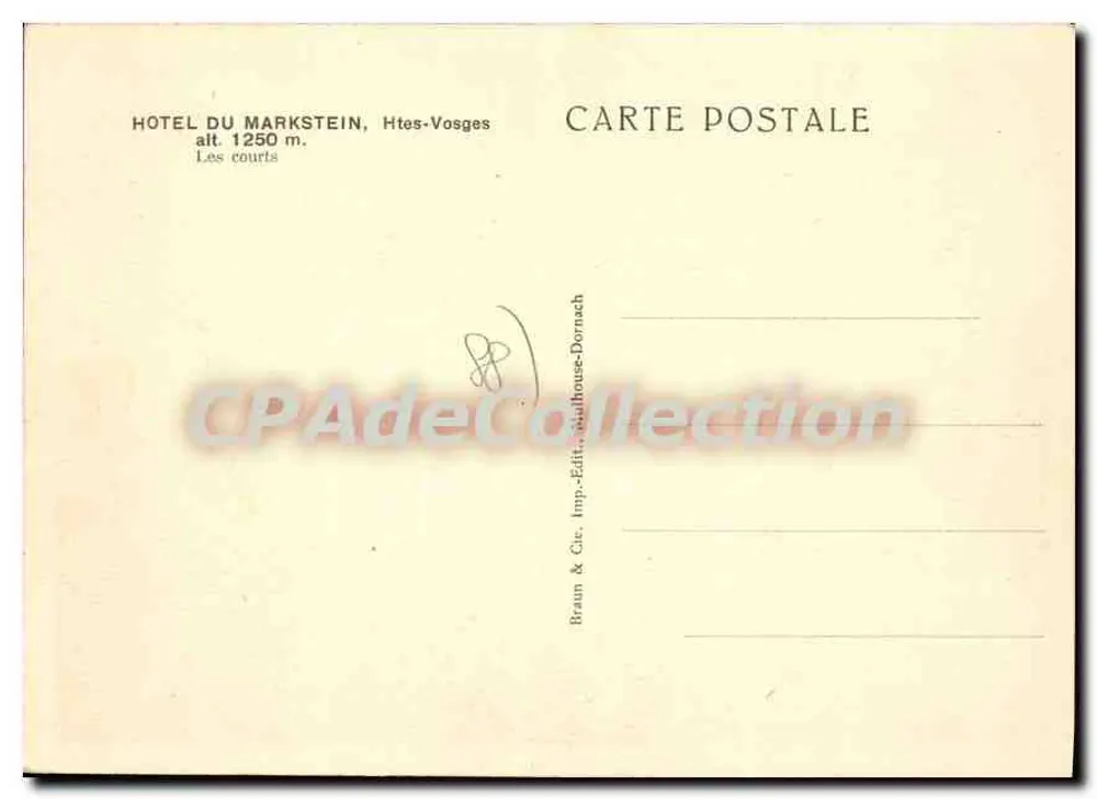 Hotel do Markstein — Les courts — Braun & Cie, Imp.-Edit., Dornach - Verso