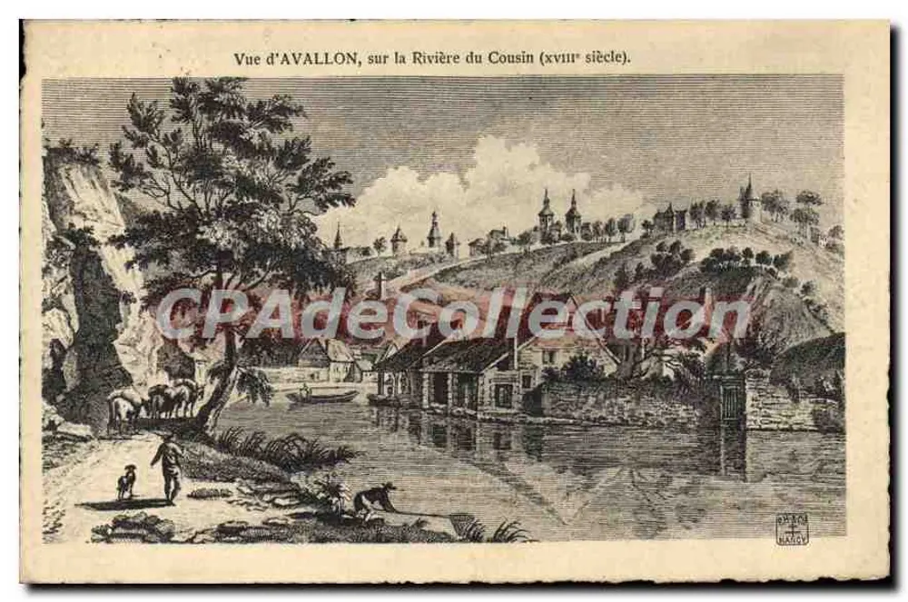 Ansicht von Avallon, am Fluss Cousin (18. Jahrhundert) — CPAdeCollection - Vorderseite
