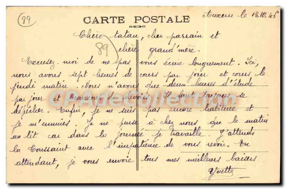 Auxerre — Escola Normal de Meninas — Edição Dumoulin - Verso