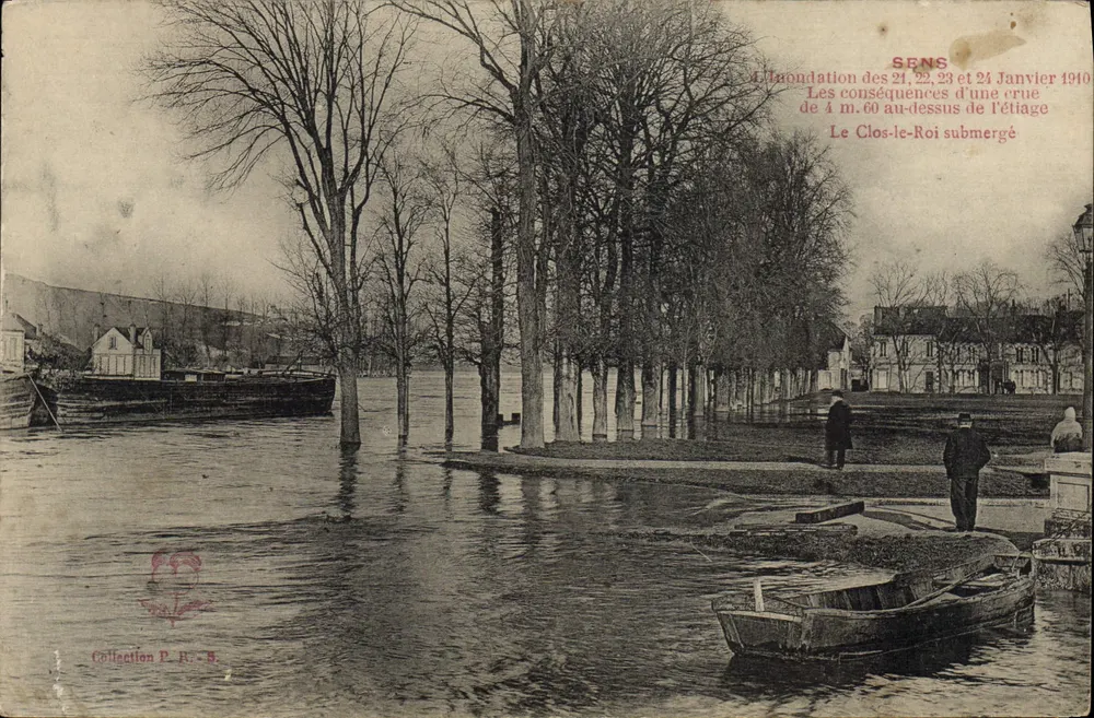 Sens — Die Folgen einer Flut 4 m.60 über dem Normalniveau, Januar 1940 — Le Clos-le-Roi unter Wasser - Vorderseite