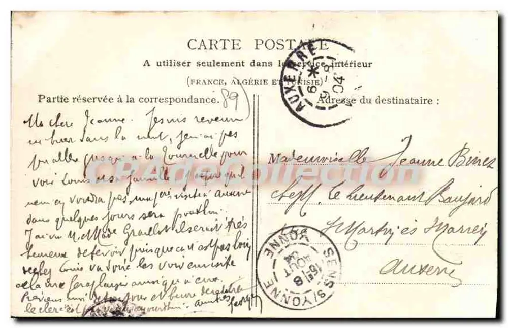 SENS - Vista geral (P. Heuré) — Coleção J. D., em Sens - Verso