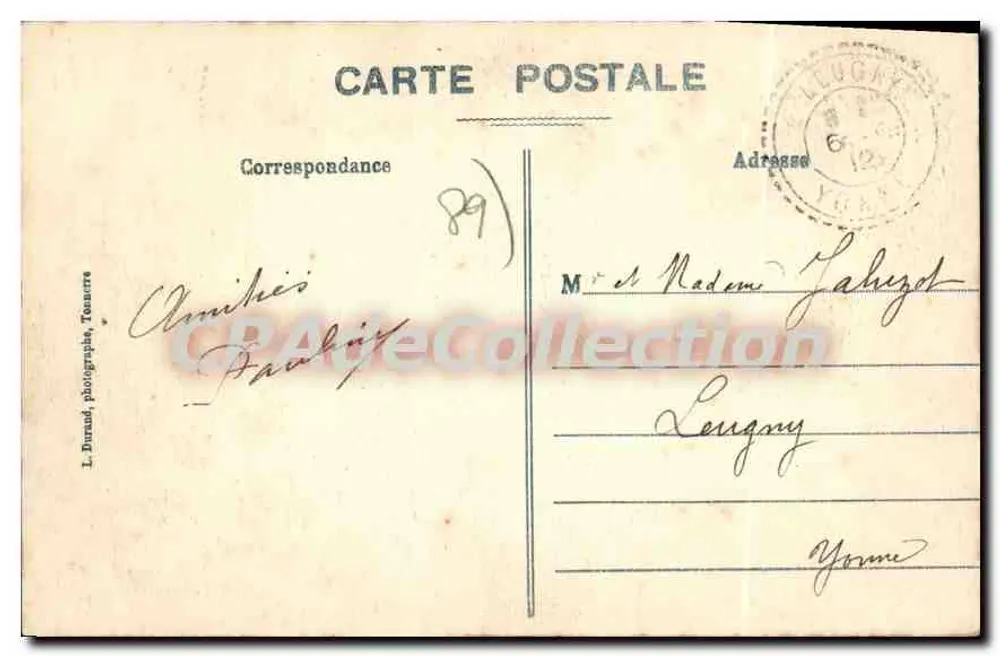 Tonnerre — Ogólny widok miasta — L. Durand, fotografia Tonnerre - Rewers