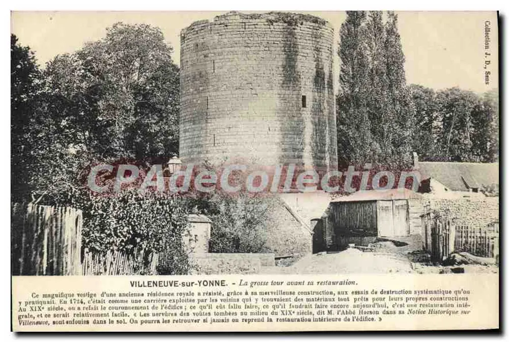 Villeneuve-sur-Yonne — Ansicht der großen Turm vor der Restauration — Sammlung J. Bens - Vorderseite
