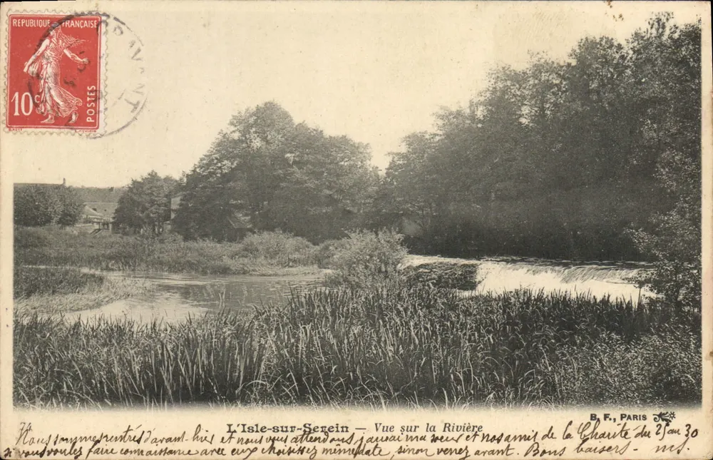 L'Isle-sur-Serein — Ansicht der Fluss — B. F., Paris - Vorderseite