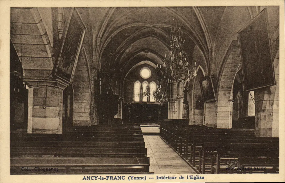 ANCY-le-FRANC (Yonne) — Intérieur de l'Église — Broch. Bombier Magon - Recto