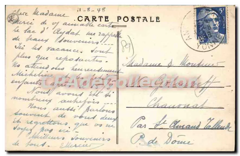 Ancy-le-Franc — O Ponte sobre o Armançon — Durand, editor, Tonnerre - Verso