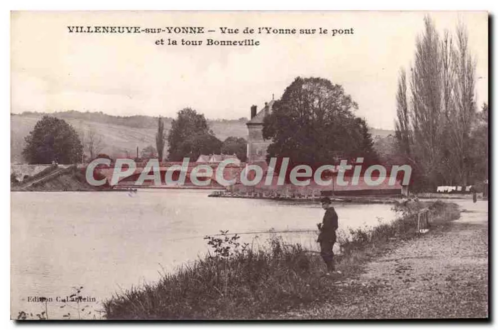 Villeneuve-sur-Yonne — Ansicht der Yonne über den Pont Bonneville — Edition C. Laperlin - Vorderseite