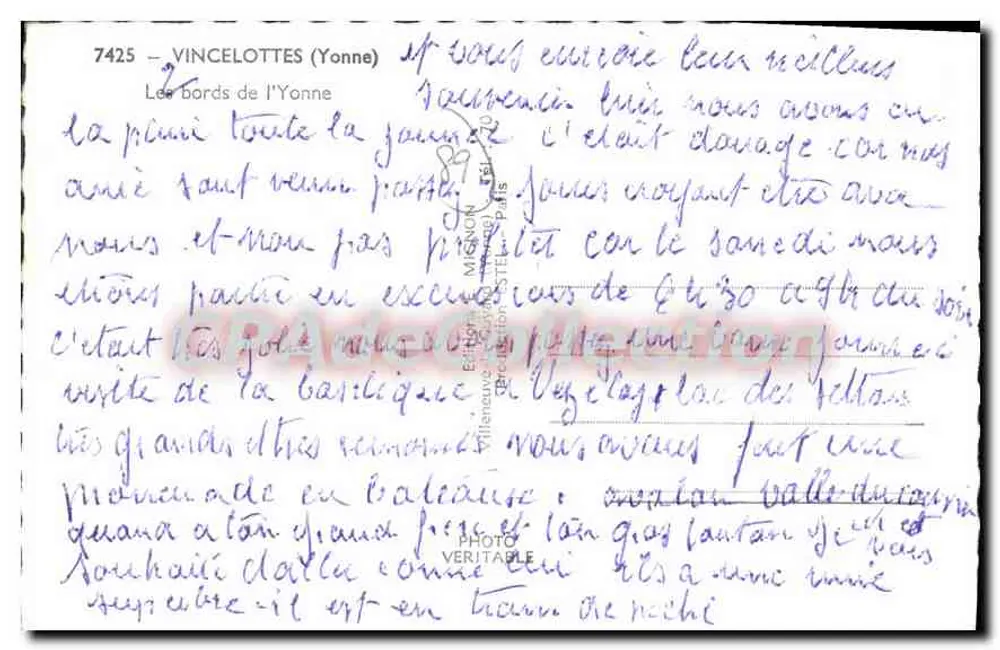 Le Bellio — Vista das margens do Yonne — Edição Mignon - Verso
