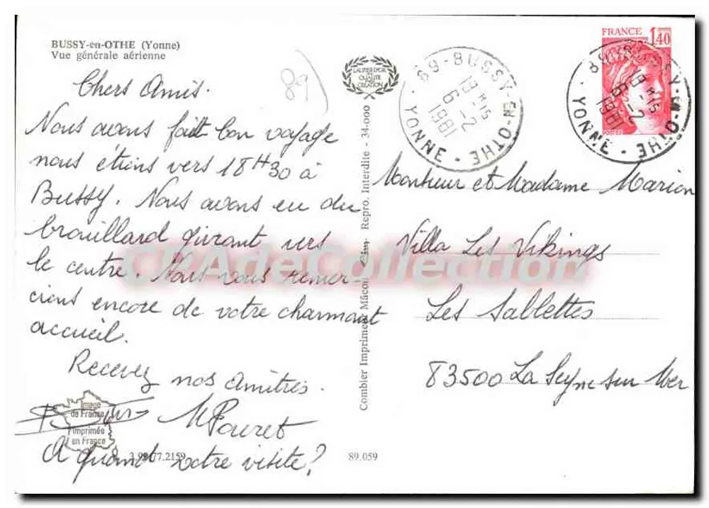 Bussy-en-Othe (Yonne) — Vista general aérea — Combière Imprimeur - Reverso