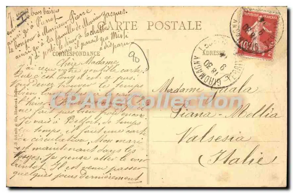 Belfort - Monumento dos 3 Sítios — 1813-14 - 1815 - 1870-71 — editor desconhecido, n° 963 - Verso