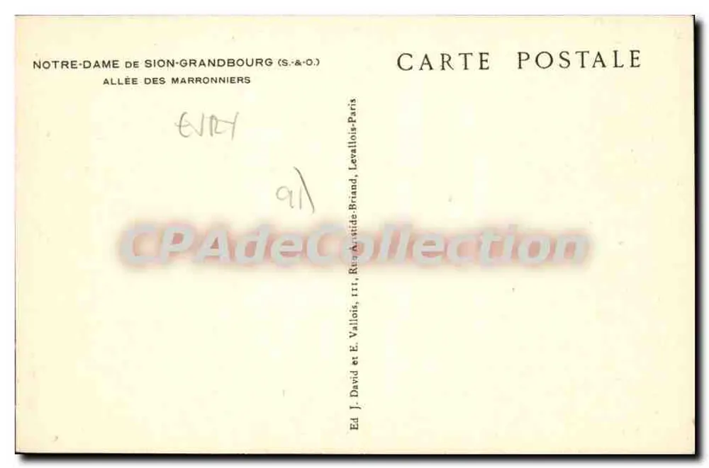 Notre-Dame de Sion-Grandbourg — Avenue der Kastanien — Ed. J. David & Cie, Paris - Rückseite