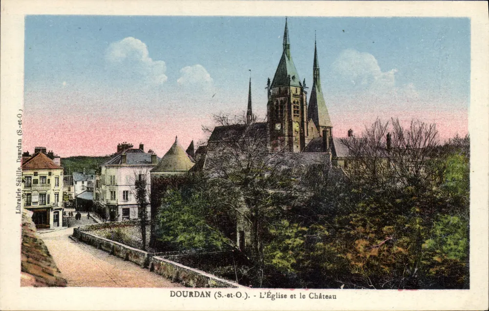Dourdan (S.-et-O.) - A Igreja e o Castelo — Livraria Sébille Dourdan (S.-et-O.) - Frente