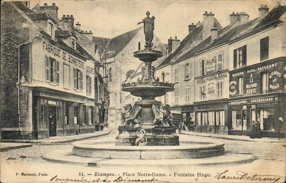 Etampes — Place Notre-Dame — Fontaine Hugo — P. Marmuso, Paris, n°14 - Vorderseite