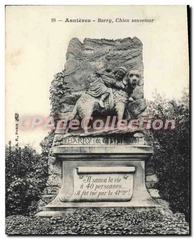 Asnières - Barry, Cão salvador — estátua comemorativa — B. F. PARIS, n° 28 - Frente