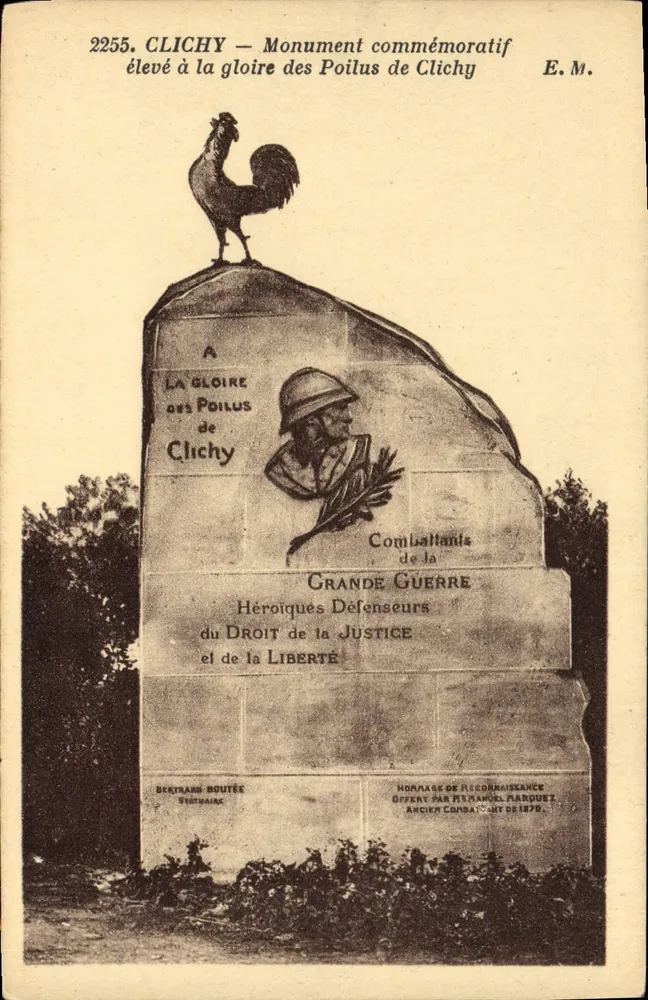 Clichy — Gedenkstein in Ehren der Poilus von Clichy — E.M. n°2255 - Vorderseite