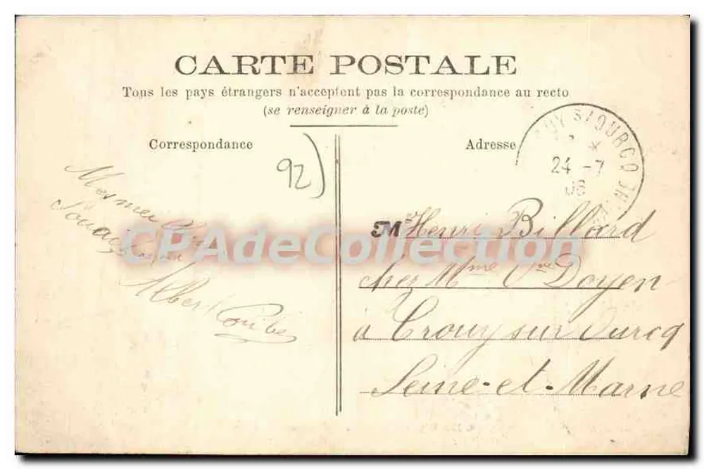Neuilly-sur-Seine — Praça e Estátua de Kellermann — D.W.D. n°5 - Verso