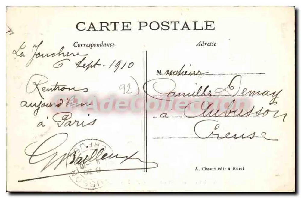 Rueil - A St-Cucufa - Allée sous Bois — Verlag A. Ossart in Rueil, Nr. 24 - Rückseite