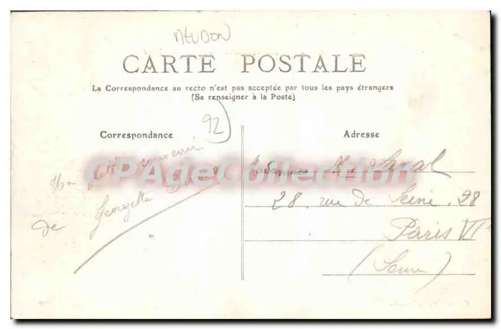 Panorama de Sèvres, Suresnes e Saint-Cloud — Bellevue — Coleção F. Fugues - Verso