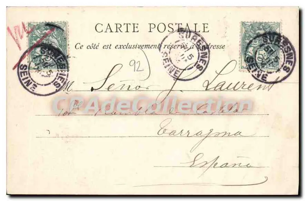 Suresnes — Île de la Folie, Ansicht vom Brücke — Verlag C. L. C. n° 43 - Rückseite