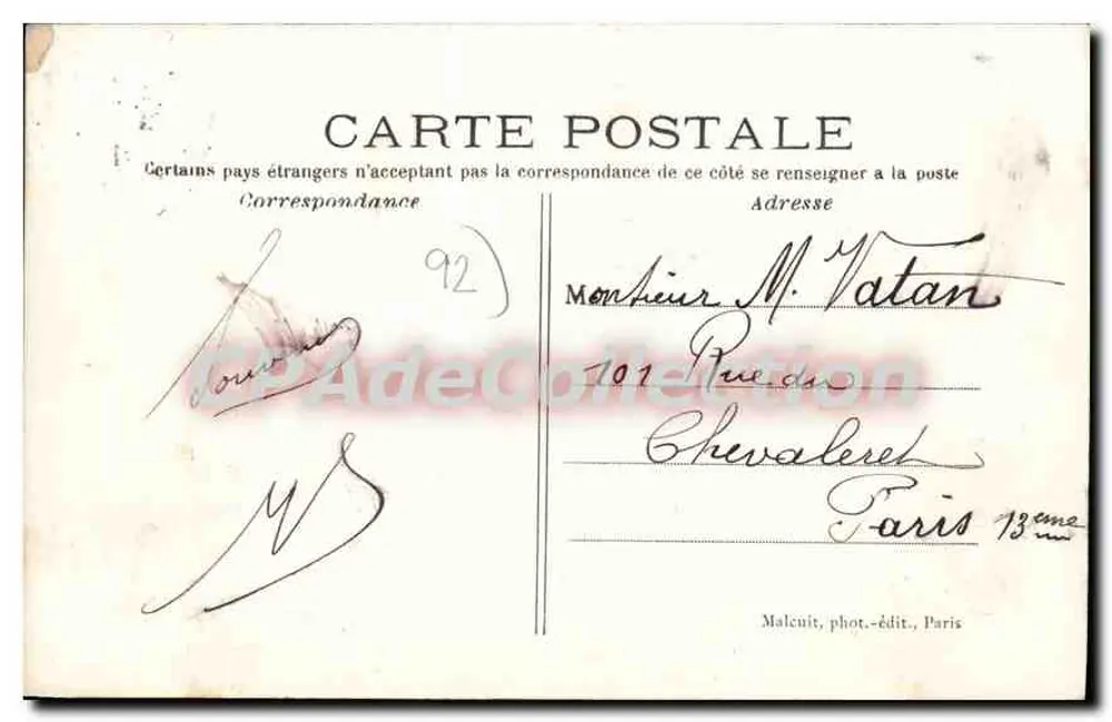 Meudon — Vista Geral para Paris — Malcuit, fot.-edit., Paris - Verso