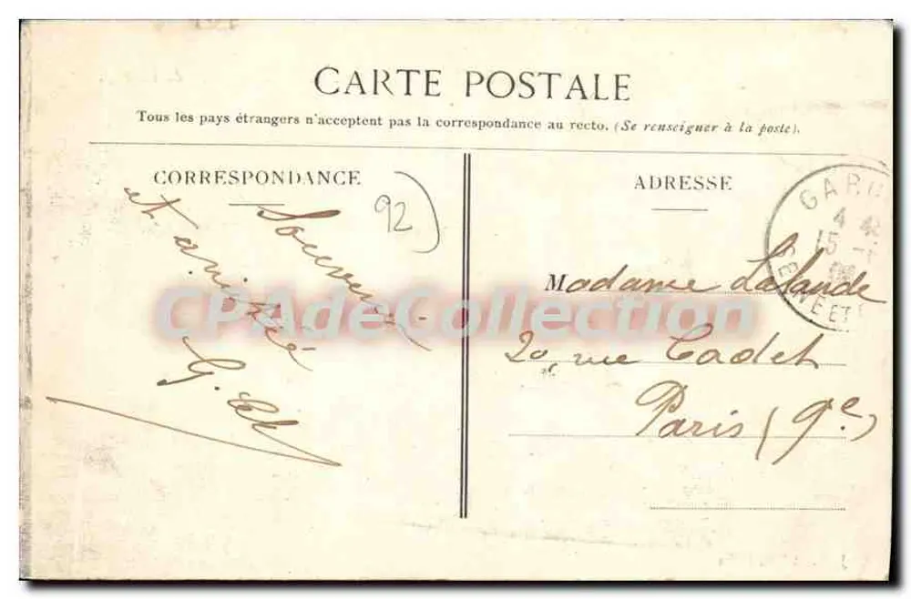 Garches — Parc de Villeneuve - Ansicht des Sees — J. D. et Cie, Paris, n°42 - Rückseite