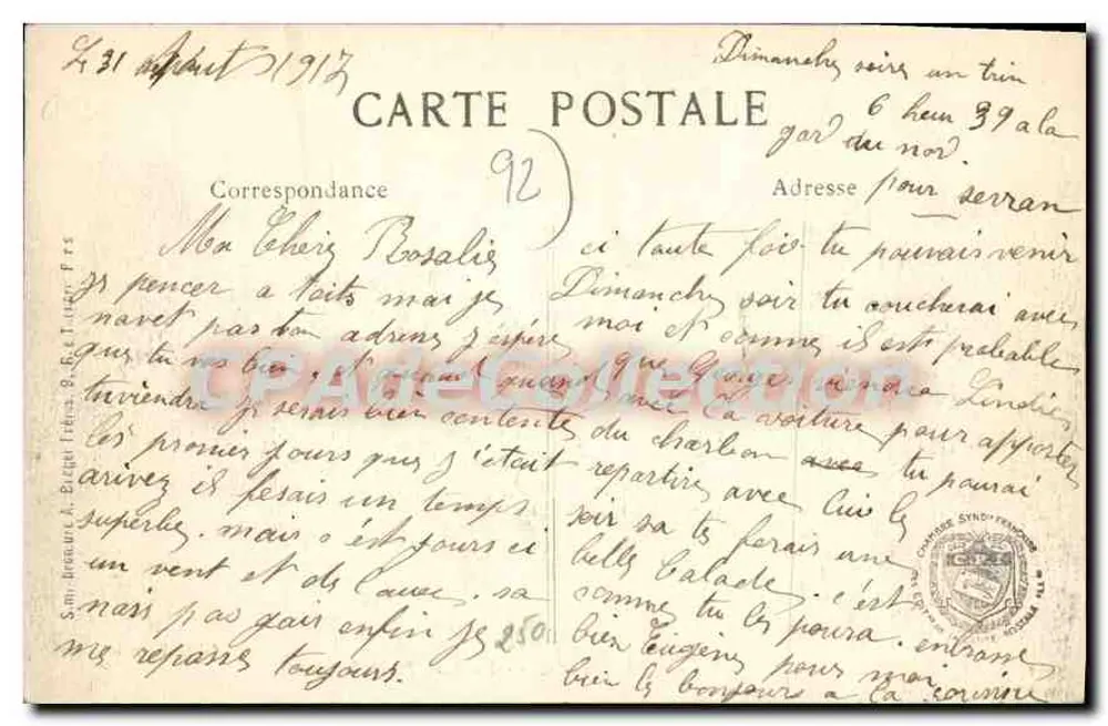 Boulogne-sur-Seine — Porte du Bois — Phot art. 219 - Rückseite
