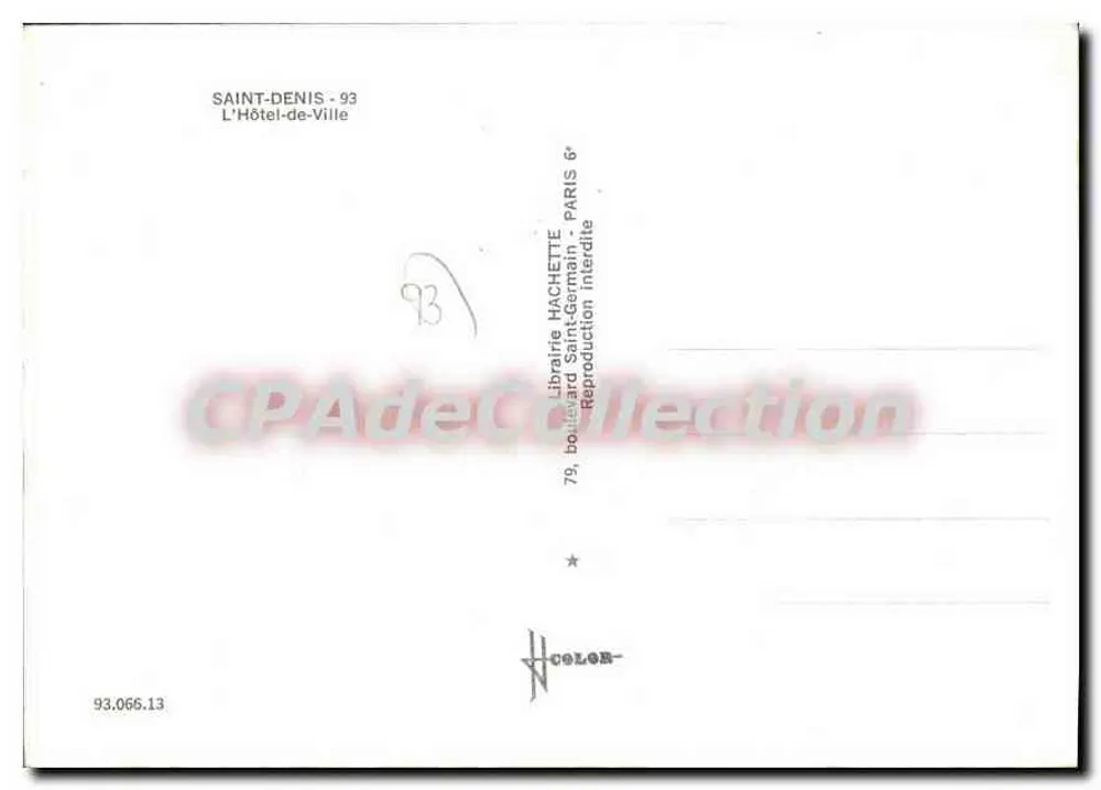Saint-Denis - 93 — O Hotel-de-Ville — Livraria Hachette - Verso