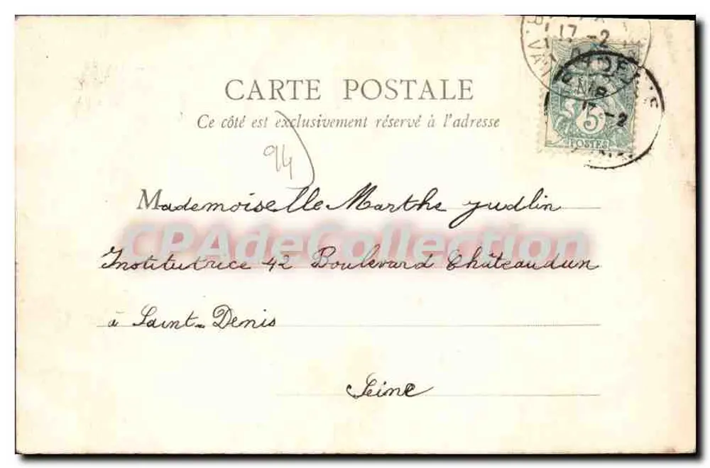 O Tour de Marne — Para Champigny — B.F., Paris, n°68 - Verso