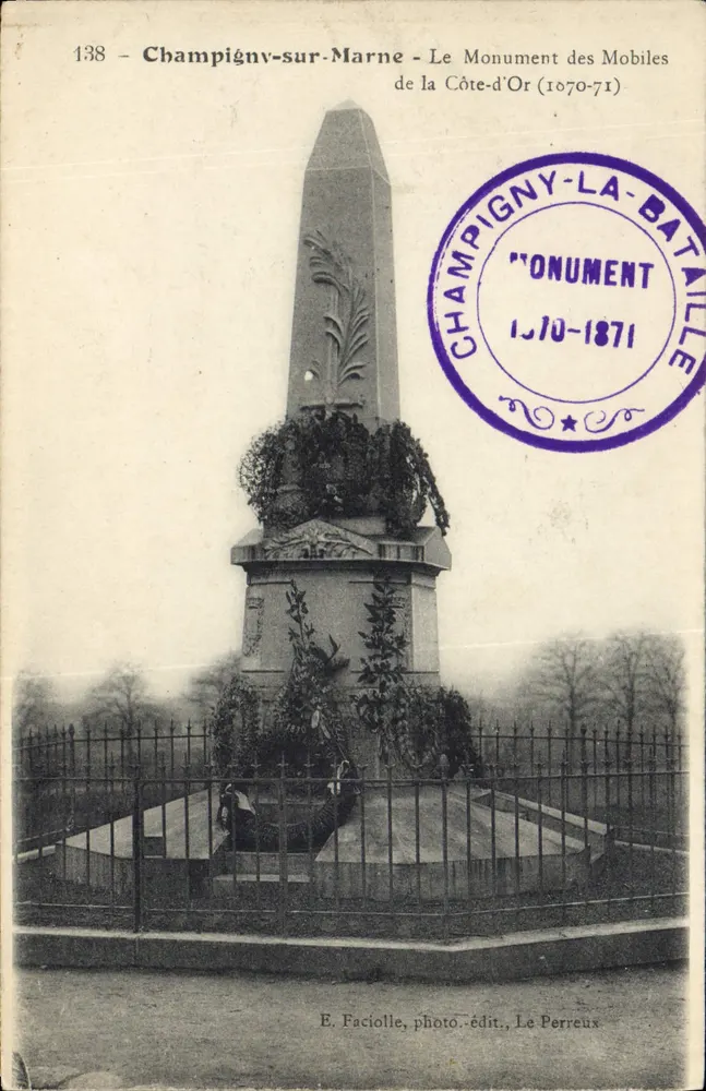 Champigny-sur-Marne — O Monument dos Mobiles da Côte-d'Or (1870-71) — E. Faciolle, foto-editora, Le Perreux - Frente